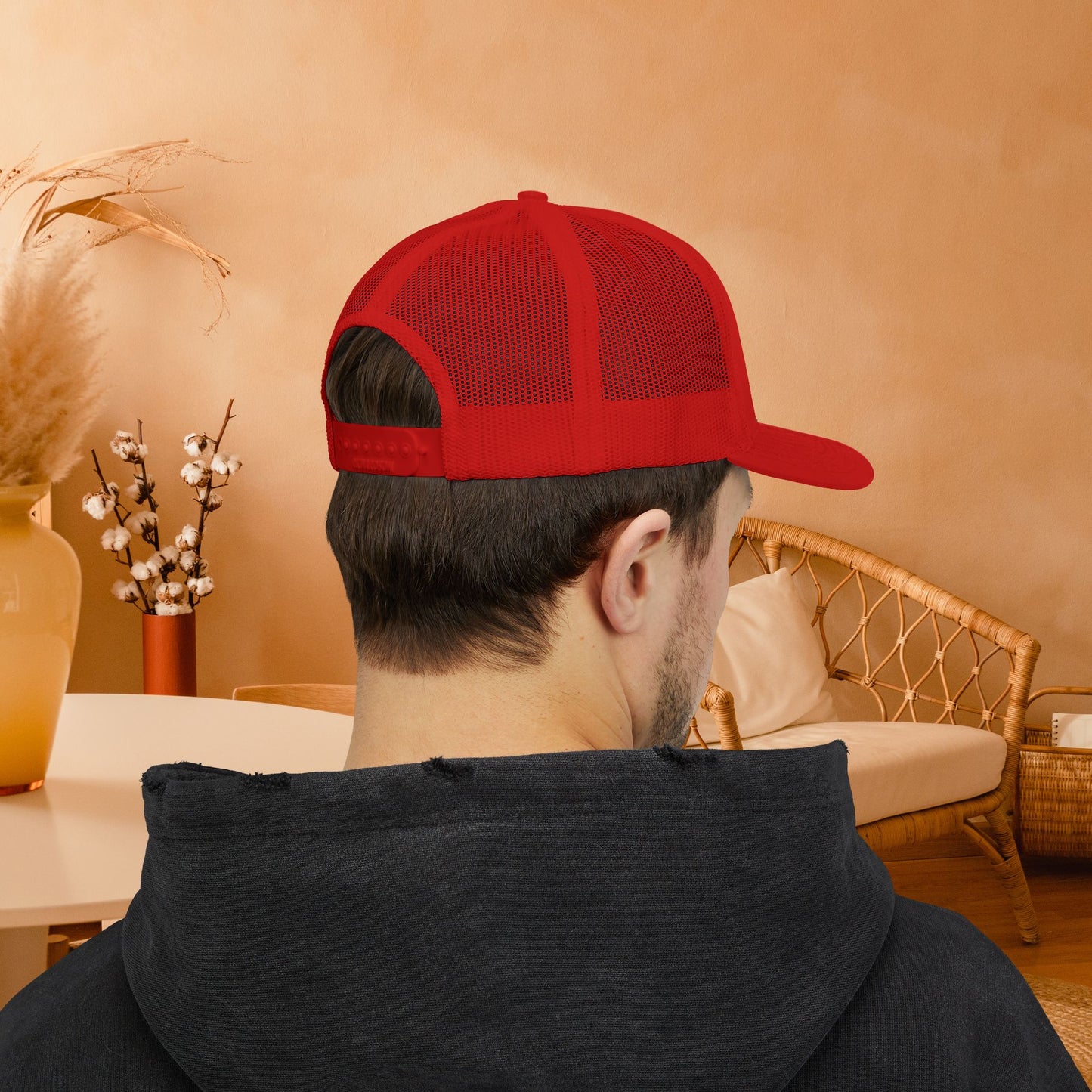Embracing Not Easy Snapback Trucker Cap - Bold Red Vintage Hat