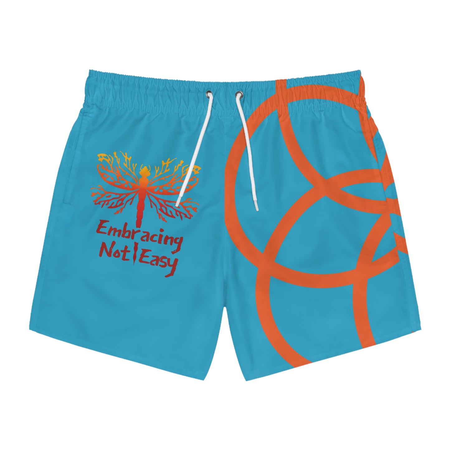 Turquoise Embracing Not Easy Swim Trunks