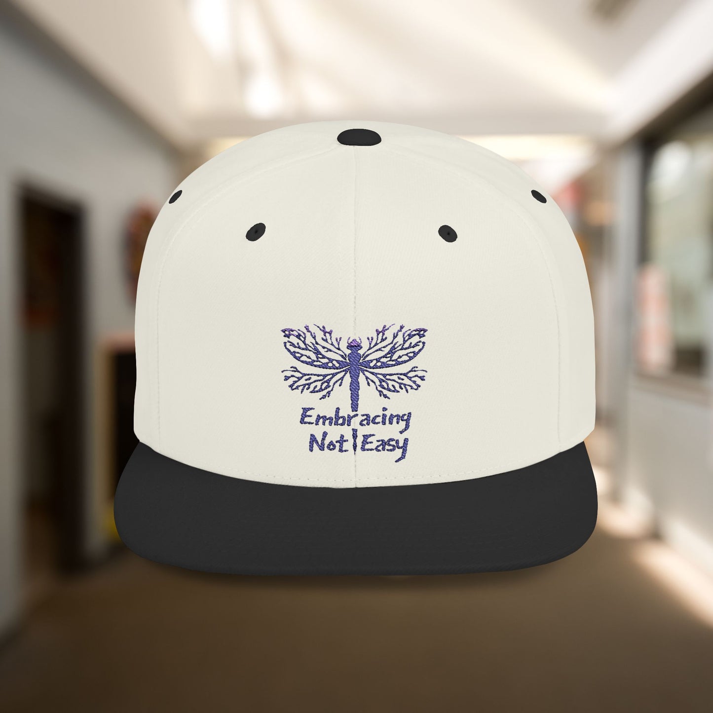 Embracing Not Easy Flat Bill Adjustable Snapback Cap