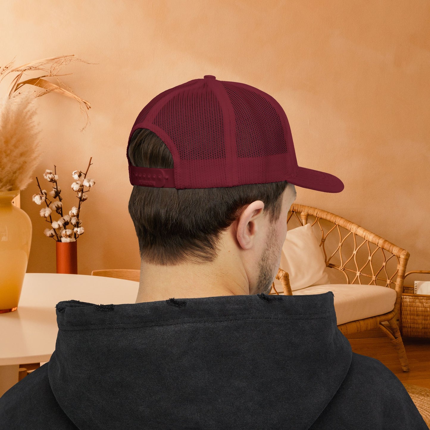 Embracing Not Easy Snapback Trucker Cap - Bold Red Vintage Hat
