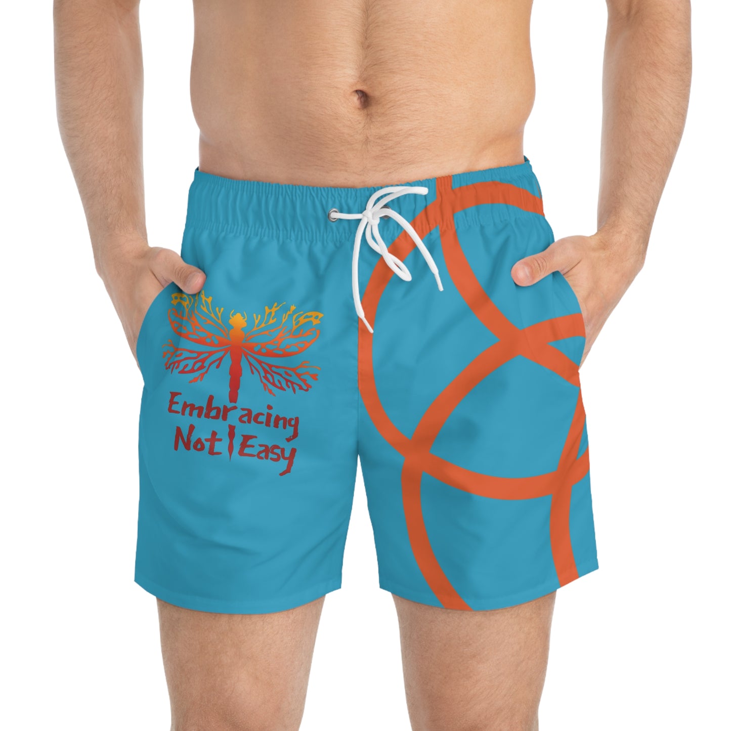 Turquoise Embracing Not Easy Swim Trunks