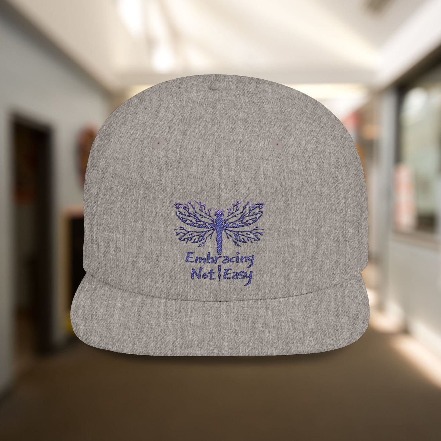 Embracing Not Easy Flat Bill Adjustable Snapback Cap