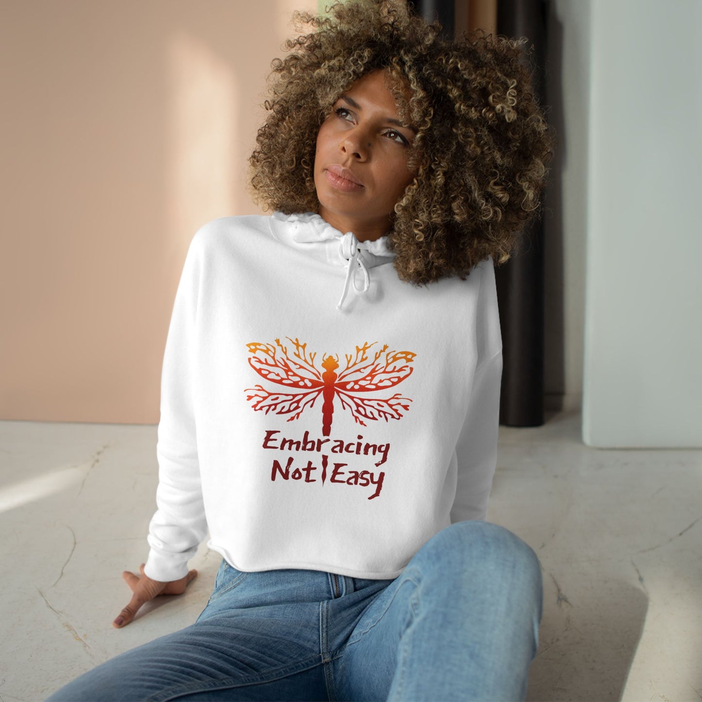 Difficult Quote Colorful Crop Hoodie