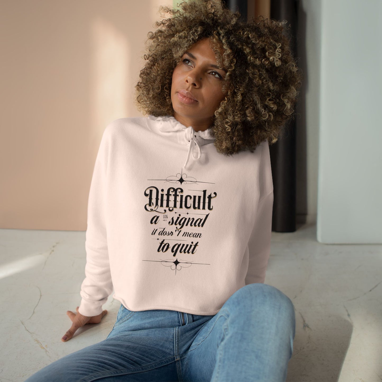 Difficult Quote Crop Hoodie