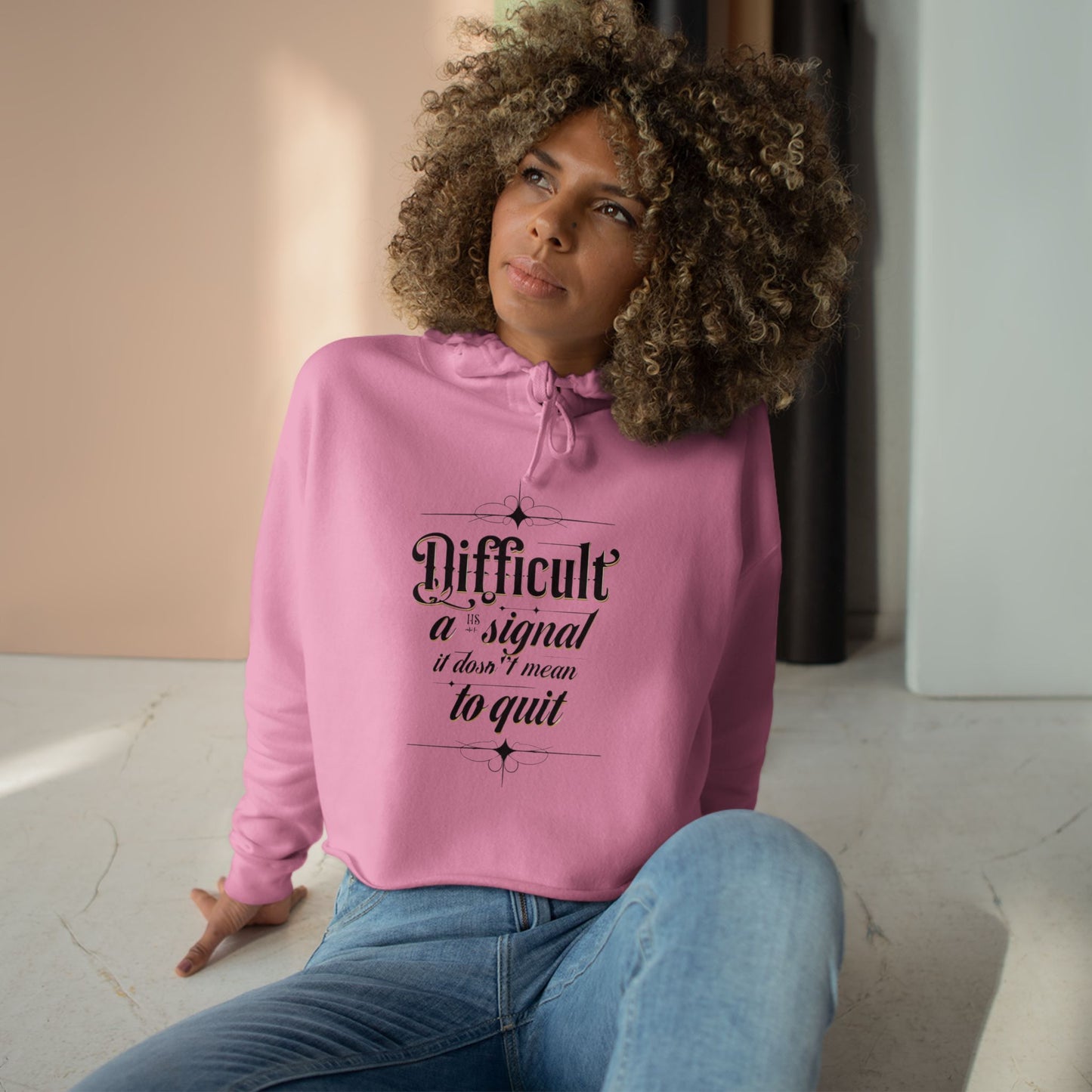 Difficult Quote Crop Hoodie