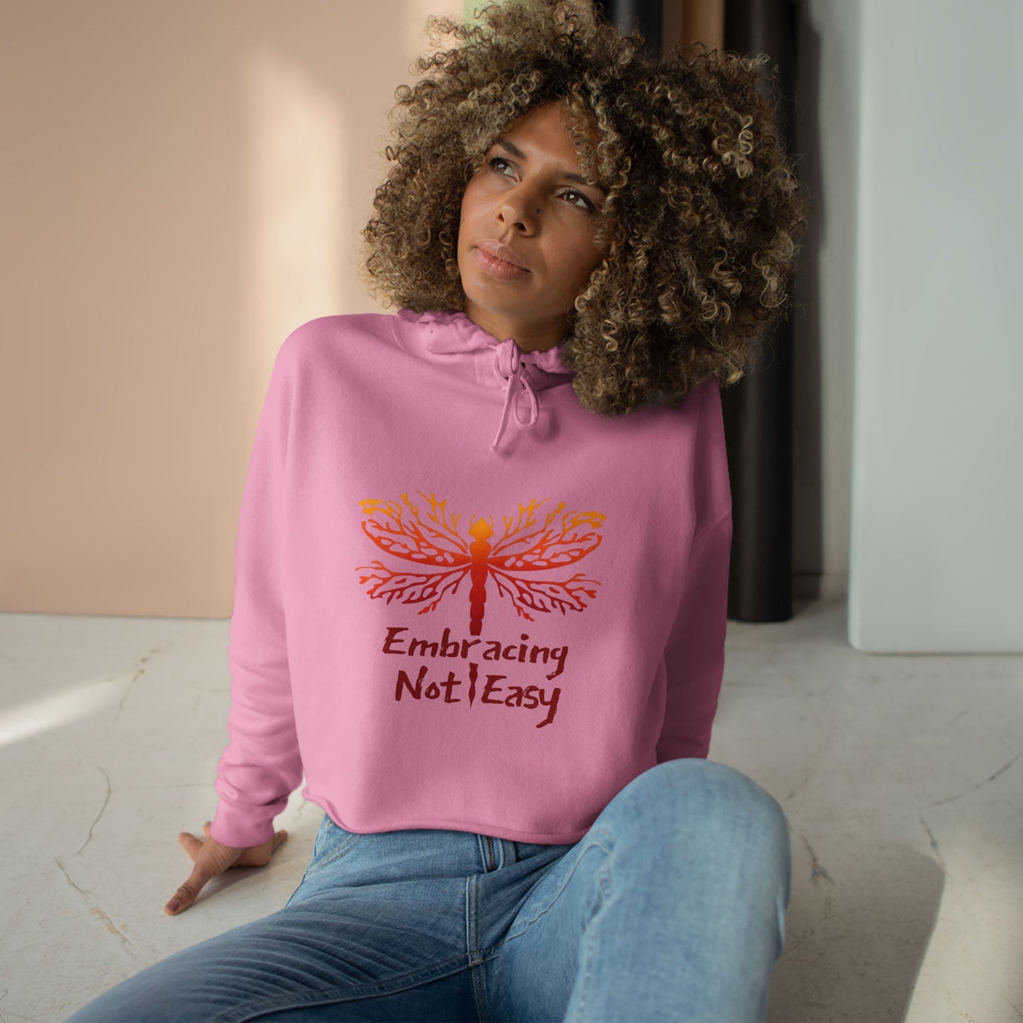 Difficult Quote Colorful Crop Hoodie