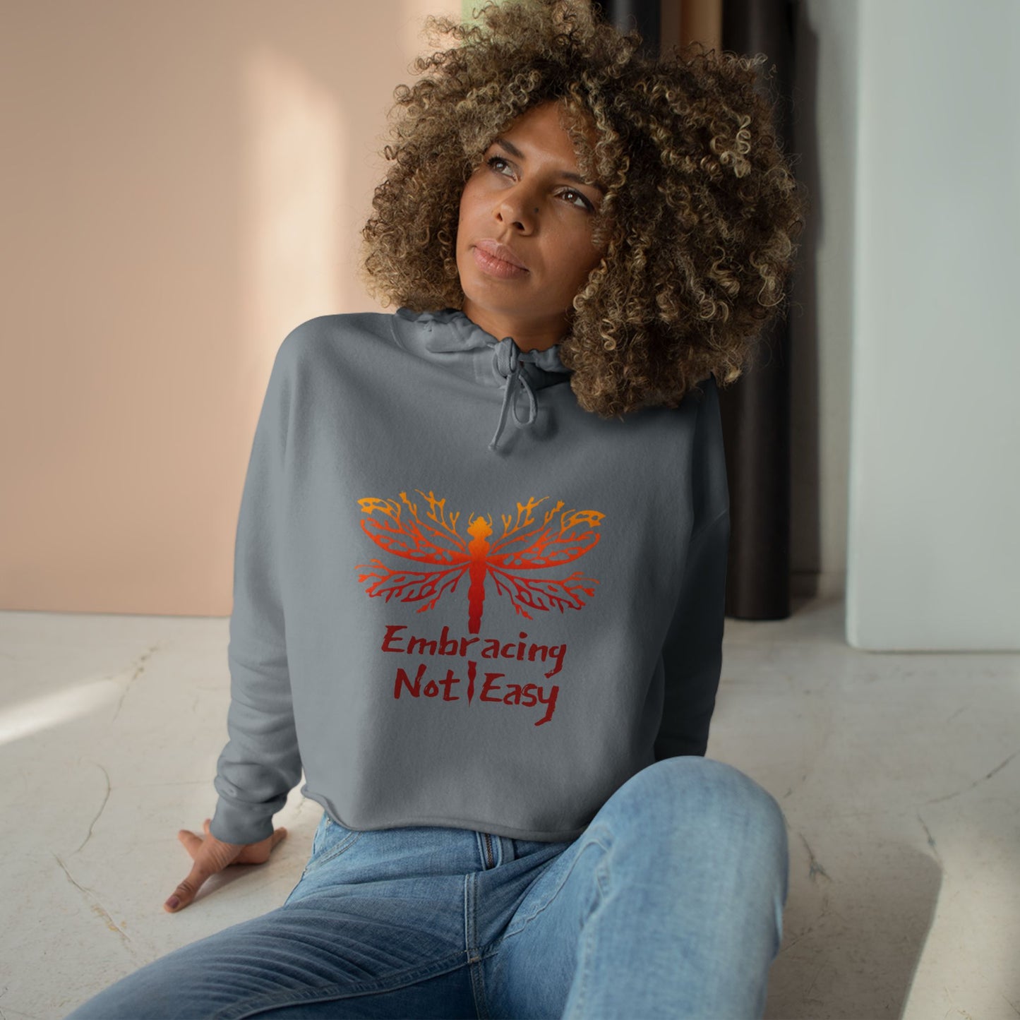 Difficult Quote Colorful Crop Hoodie