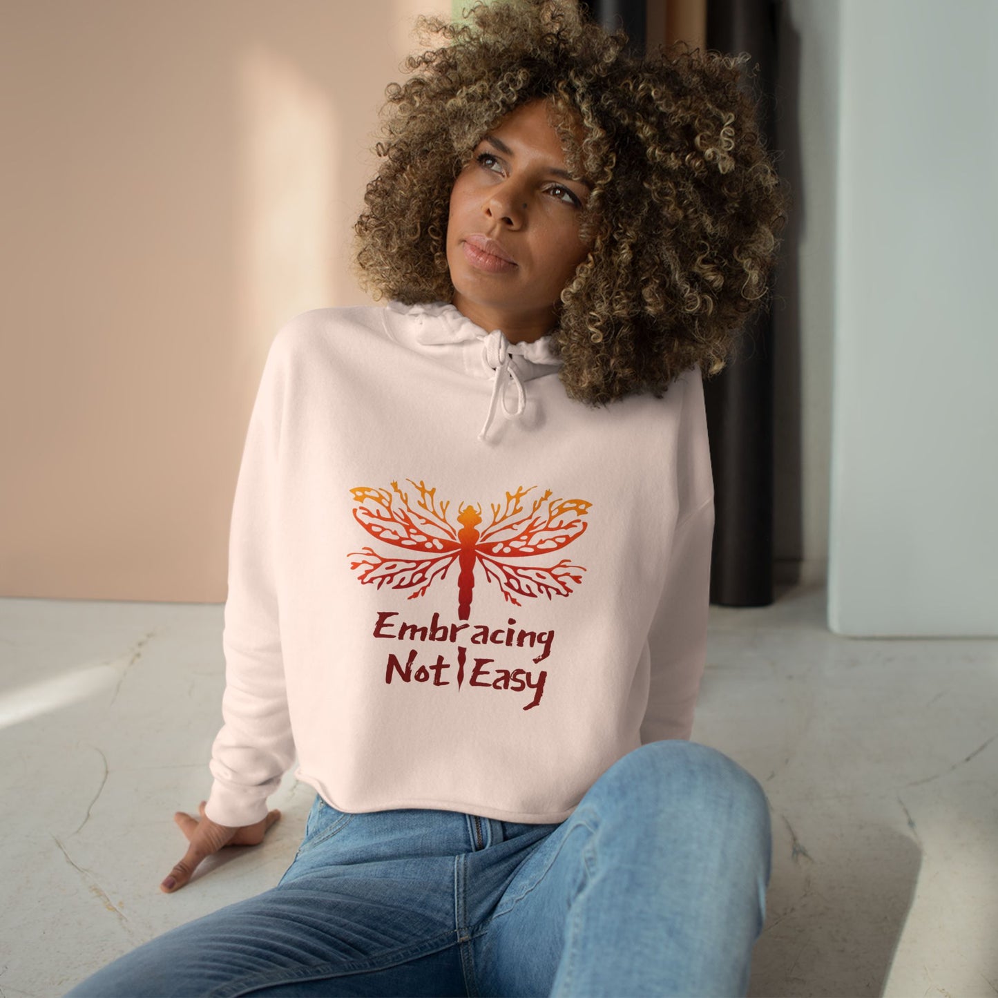 Difficult Quote Colorful Crop Hoodie