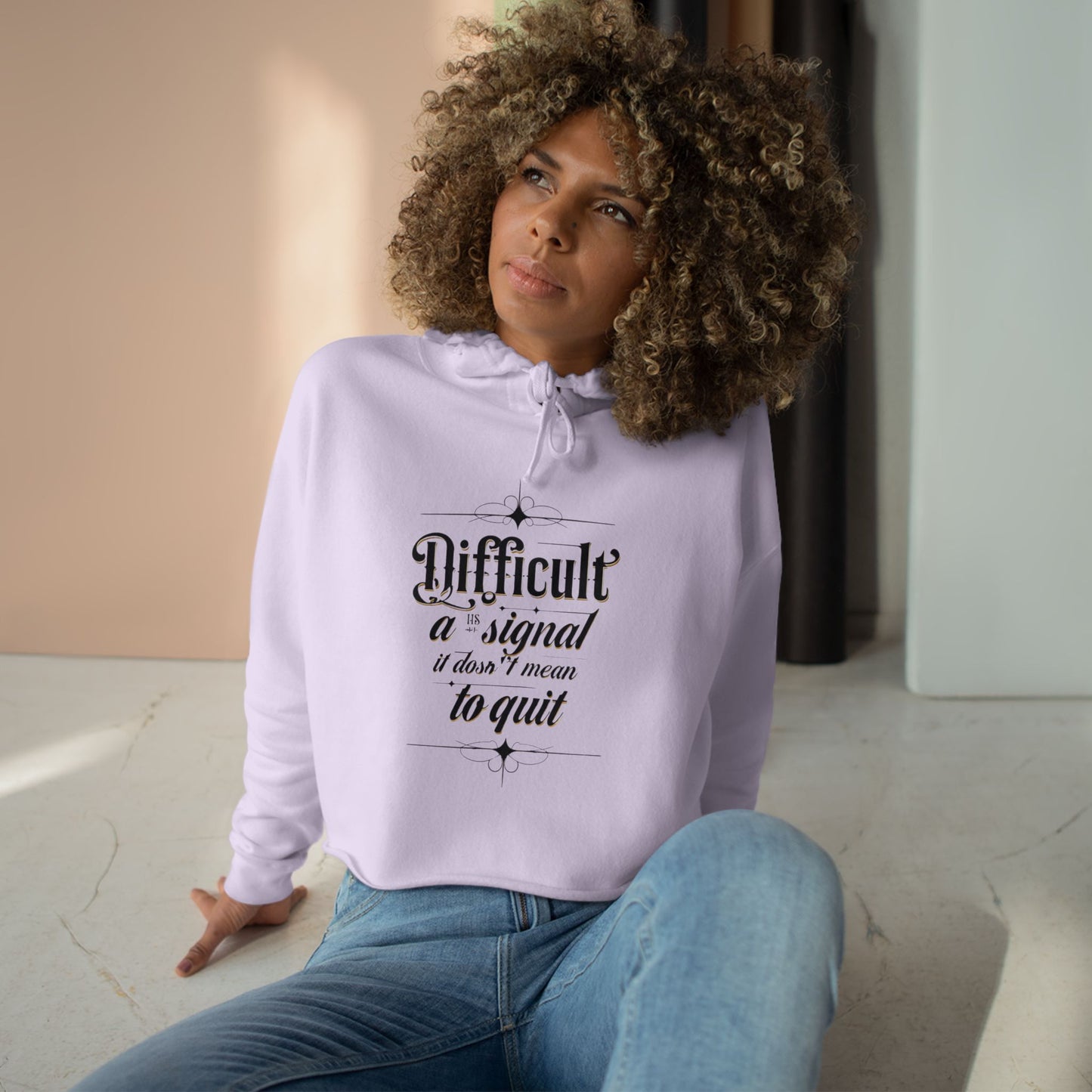 Difficult Quote Crop Hoodie
